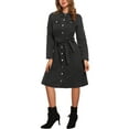thumbnail image 2 of INSPIRE CHIC Denim Dress for Women's Long Sleeve Button Down A-Line Belted Classic Jean Dresses XS Black, 2 of 6