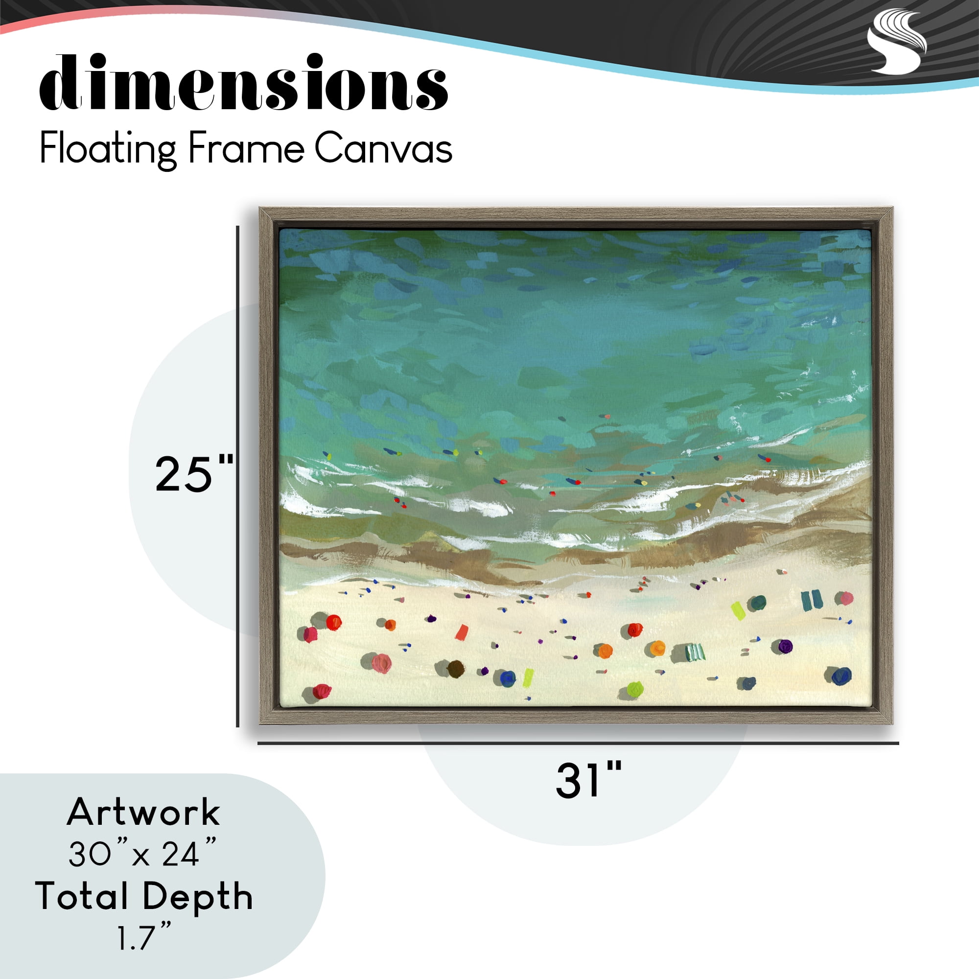 Stupell Industries Aerial Turquoise Shoreline Brown Framed Floater Canvas Wall Art, design by Brook Page