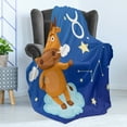 thumbnail image 4 of Zodiac Taurus Soft Flannel Fleece Blanket, Cartoon Bull Character on Blue Cloud in Sky with Stars Constellation and Sign, Cozy Plush for Indoor and Outdoor Use, 70" x 90", Multicolor, by Ambesonne, 4 of 5