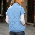thumbnail image 6 of NominalSnug Women Short Sleeve Quilted Vest Stand Collar Zip Up Lightweight Padded Outerwear With Side Pockets, 6 of 8