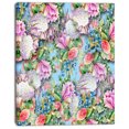 thumbnail image 2 of Pink Flower Pattern on Blue - Floral Canvas Art print, 2 of 3