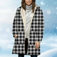 thumbnail image 3 of Plaid Hooded Jackets for Womens Sherpa Fleece Lined Long Jacket Winter Plush Thermal Long Sleeve Zipper Active Coats, 3 of 7