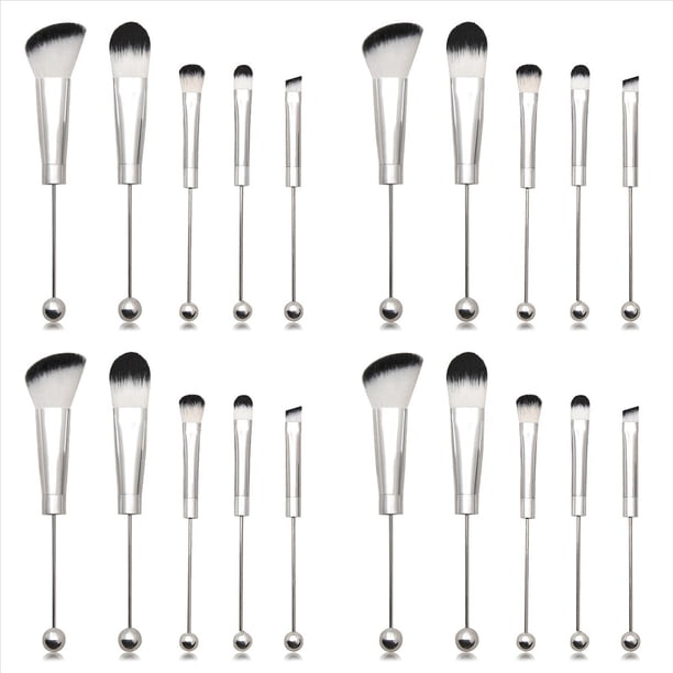 4X Brochas de Maquillaje con Cuentas, Cuentas de Silicona, Brochas CosméTicas de Maquillaje DIY, Kit de Brochas con Cuentas para Bricolaje