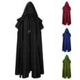 thumbnail image 5 of Xfvqtps Men Long Patchwork Hooded Collar Strap Shawl Solid Color Casual Party Retro Masquerade Robe Gothic Cloak Stage Outfit Blue, 5 of 5