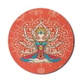 thumbnail image 1 of Yoga Mouse Pad for Computers, Yoga Technique with Costume Discipline Your Body and Mind Artprint, Round Non-Slip Thick Rubber Modern Gaming Mousepad, 8" Round, Cream Red Teal, by Ambesonne, 1 of 2
