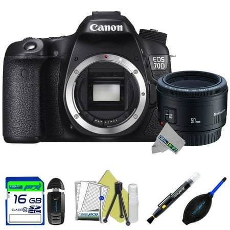 Canon EOS 70D DSLR Camera (Body) + Canon EF 50mm f/1.8 II Lens + Expo-Starter Accessories