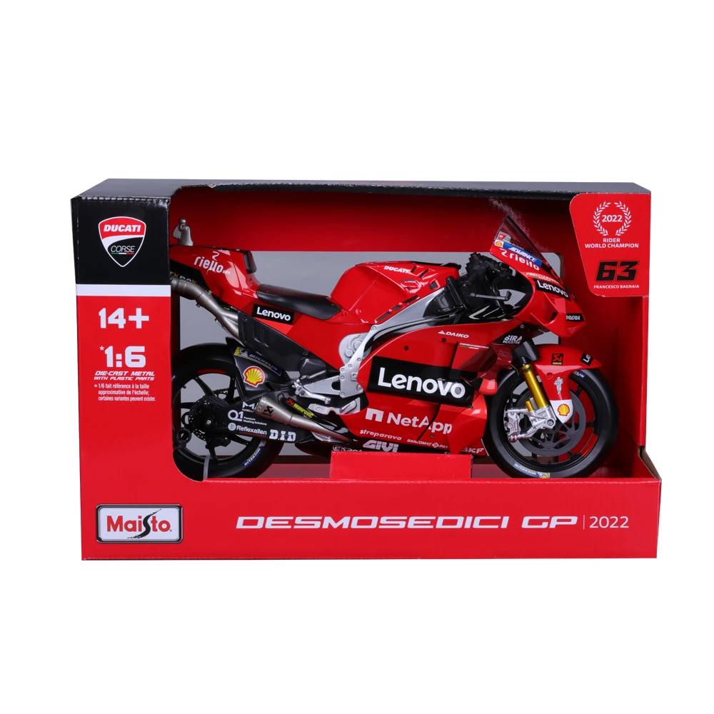 Maisto 1:6 2022 MotoGP Racing Ducati Lenovo Team #63 Alloy