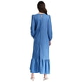 thumbnail image 3 of YONGHS Womens Abaya Long Sleeve Muslim Prayer Dress Casual Ruffle Islamic Kaftan with Pocket Blue M, 3 of 7
