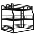 thumbnail image 4 of Tcbosik Triple Bunk Bed Full Over Queen Over Queen Size, Heavy Duty Metal Bed Frame with Safety Guardrails, Space Saving, Black, 4 of 9