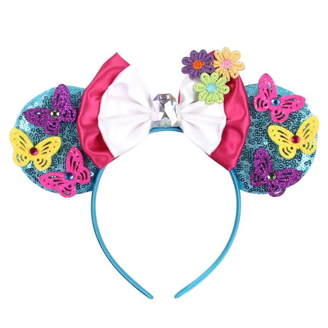 Diadema con orejas de Mickey Mouse para mujer, diadema con lentejuelas, lazo grande y hermoso, regalo de cumpleaños, accesorios para el cabello de fiesta para niñas y niños, nuevo y elegante