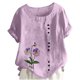 thumbnail image 1 of Camiseta Casual de Manga Corta con Botón de Cuello Redondo de las Mujeres, Tops Cortos para las Mujeres, 1 of 3