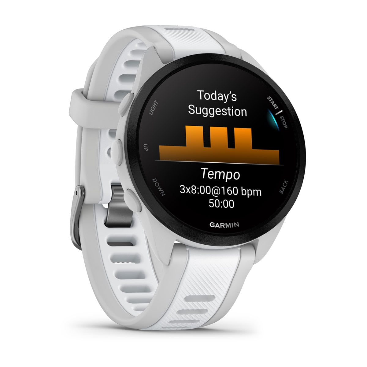 Restored Garmin G010-N2863-31 Forerunner 165 Music Running Smartwatch, GPS, WiFi, Mist Gray/Whitestone (Refurbished)