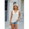 thumbnail image 2 of Women's Solid V-Neck Top Sleeveless Loose Tank Top T-Shirt, 2 of 3