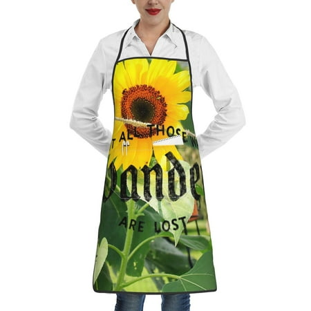 

Lukts Not All Who Wander Are Lost Pattern Kitchen Apron Waterdrop Resistant Apron with adjustable Aprons for Women and Men with Pockets Cooking Apron