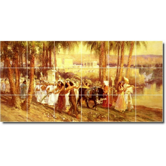 Ceramic Tile Mural-Frederick Bridgman Women Painting 89. 17" w x 12.75" h using (12) 4.25 x 4.25 ceramic tiles