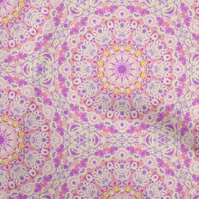 oneOone Polyester Spandex Purple Fabric Mandala Sewing Craft Projects Fabric Prints By Yard 56 Inch Wide