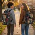 thumbnail image 3 of FUIALDOLG Oriental Tiger & Floral Print Casual School Backpack with Multi-Pocket Lightweight Casual Daypack, Padded Straps 17 Inch Bookbag for Travel Elementary School, 3 of 9
