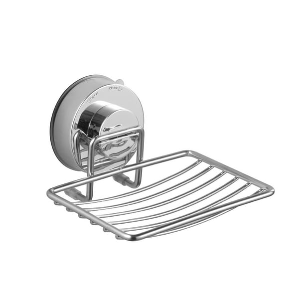 Jabonera de ducha con ventosa al vacío superpotente - Fuerte soporte de esponja de ahorro de jabón de acero inoxidable a prueba de herrumbre para baño y fregadero de cocina