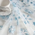thumbnail image 4 of Xiao Hua Mantel de encaje con copos de nieve brillantes, ideal para fiestas, bodas, cocinas, comedores y decoración del hogar (azul, 140 x 350 cm), 4 of 5