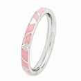 thumbnail image 3 of White Sterling Silver Ring Band Stackable Pink Expressions Enamel Heart, 3 of 5