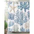 thumbnail image 2 of Summer Marine Life Shower Curtain, Ocean Starfish Coral Art Line Waterproof Shower Curtain Set with 12 Hooks Lightweight Washable Fabric Shower Curtains for Bathroom 72x84 Inches, 2 of 6