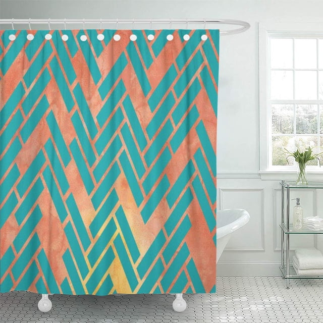 Cortina de Ducha ABPHQTO Naranja Espiga Geométrica Acuarela 150x180 cm