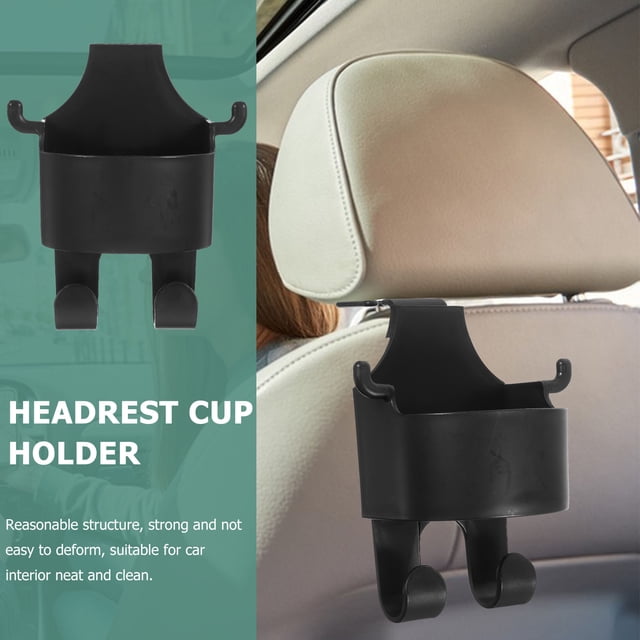 UPOUART Backseat Cup Holder For Car Headrest Cup Holder Compact Design Black 1Set 5.66X4.52X2.67In
