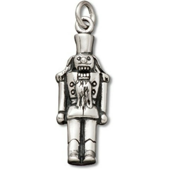 Sterling Silver 16" .8mm Box Chain 3D Nutcracker Soldier Pendant Necklace
