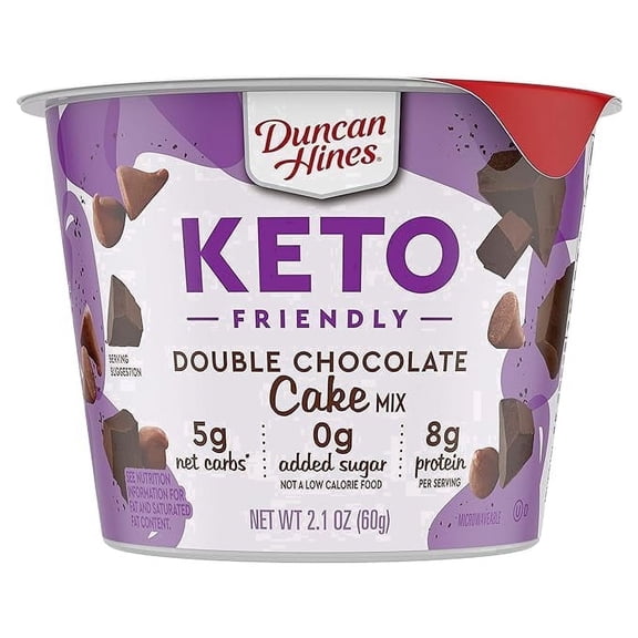 Pack of 1 Duncan Hines Keto Friendly Cake Cups Double Chocolate Cake Mix, 2.1 oz