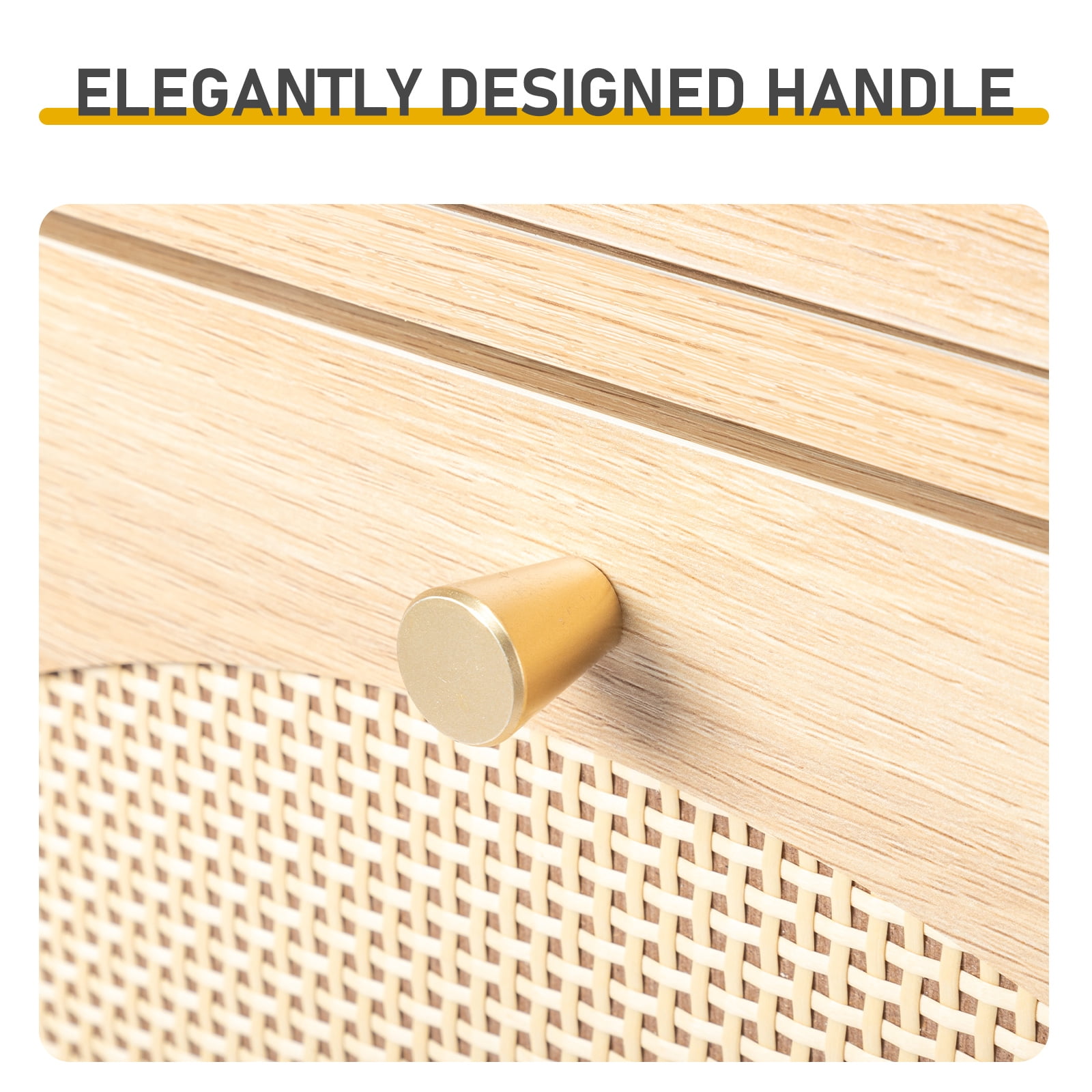 Rattan-Front Shoe Cabinet With 2 Drawers And 4 Flip-Down Compartments, Made Of Particleboard, 105*24*110cm, Natural Wood