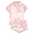thumbnail image 3 of Silk Pajamas for Women Set, Comdrip Women Button Down Pajamas Set 2 Piece Outfits Comfy Tops with Shorts Sleepwear Summer Loungewear Button Up Pajamas for Women Pink XL, 3 of 6