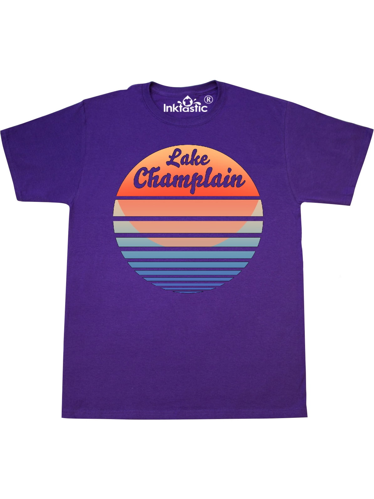 Inktastic Lake Champlain Retro Sunset TShirt