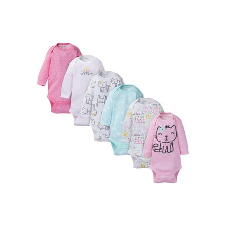 

Onesies Brand Baby Girl Long Sleeve Bodysuits Set 6-Pack