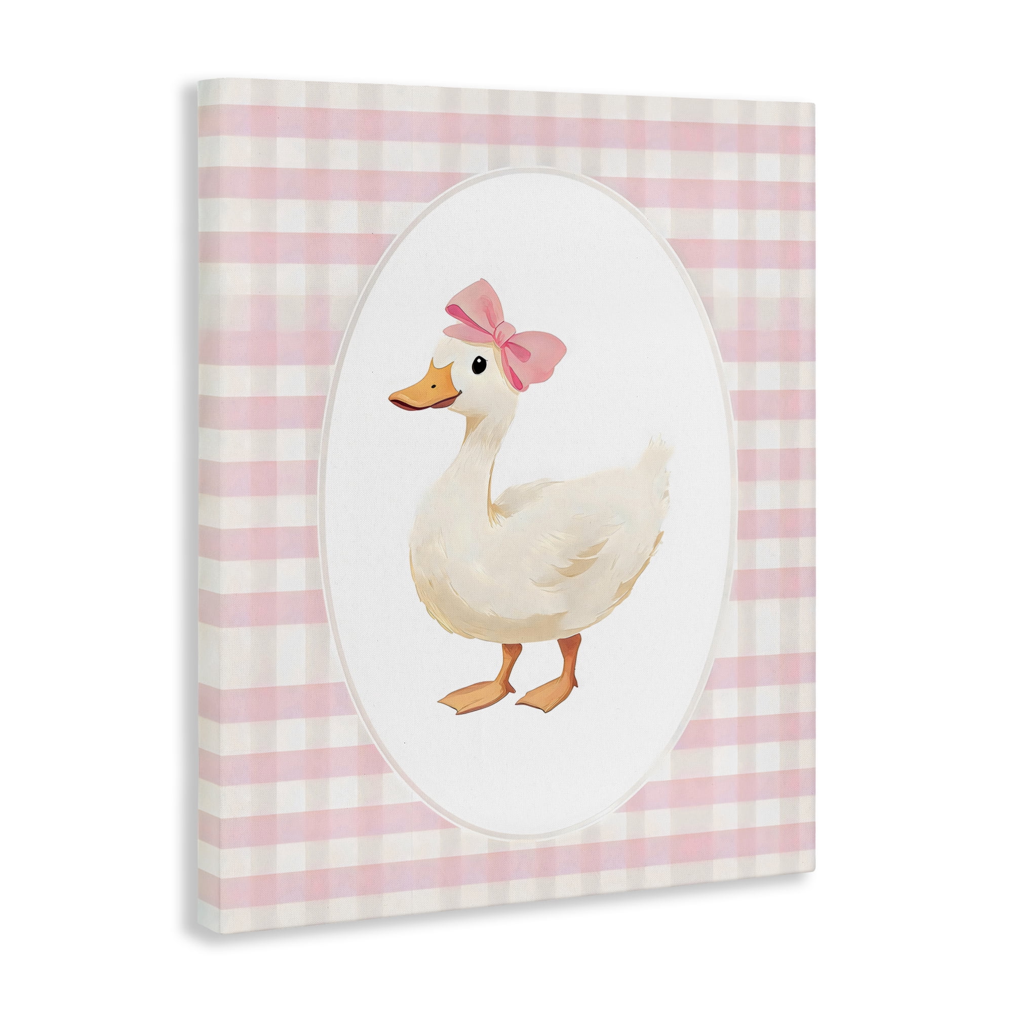Stupell Industries Pink Gingham Duckling Canvas Wall Art, design by Arlington Prints