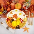 thumbnail image 5 of Nkmbld 20Pcs Disposable Thanksgiving Table Dinnerware Set, Pumpkin Maple Leaf Disposable Dinnerware with Paper Plates, Napkins, and Cups for Thanksgiving Autumn Harvest Party Supplies, 5 of 8