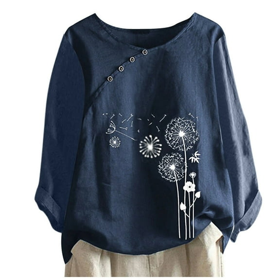 Viikei Long Sleeve T Shirts for Women Plus Size Long Sleeve Shirts for Women Clearance under $10 Fashion Women Casual Button Floral Print Short Sleeve T-Short Blouse Tops
