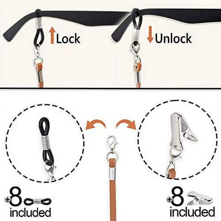 SIGONNA Eyeglass Strap Holders - Premium ECO Leather Eye Glass String Strap  - Eyeglass Chain for Women Men - Eye Glass Accessory Chain Around Neck - 4
