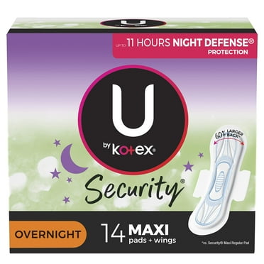 U by Kotex Security Maxi Pads with Wings Unscented (Pack of 12)