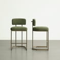 thumbnail image 6 of CHITA 26 inch Counter Height Bar Stool Set with Brass Frame Set of 2, Fabric in Moss Green, 6 of 9