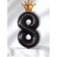 thumbnail image 4 of 2pcs/Pack Black Party Balloon (Including Number & Crown Shaped) For Birthday, Festival Party, 4 of 5