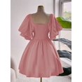 thumbnail image 2 of Plus Size Elegant Solid Color Waist Cinched Dress, Summer, 2 of 10
