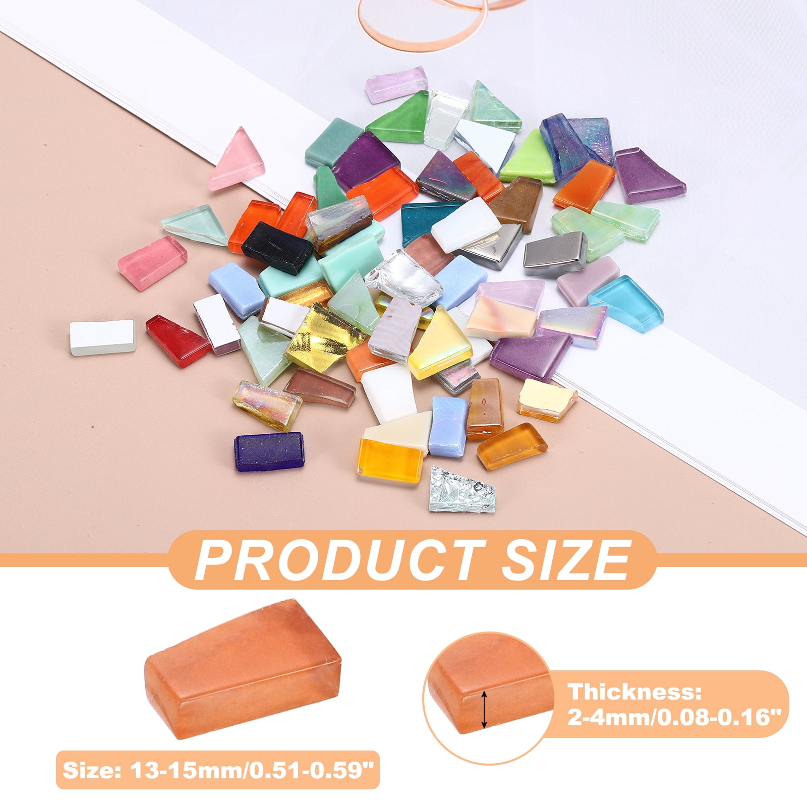 Uxcell Irregular Glass Mosaic Tiles, 500g/1.1LB Irregular Stained Glass Sheets Broken Mosaic Pieces Tiles Supplies Kit Bulk for DIY Art Craft Making Home Decor, Red Yellow Orange Series