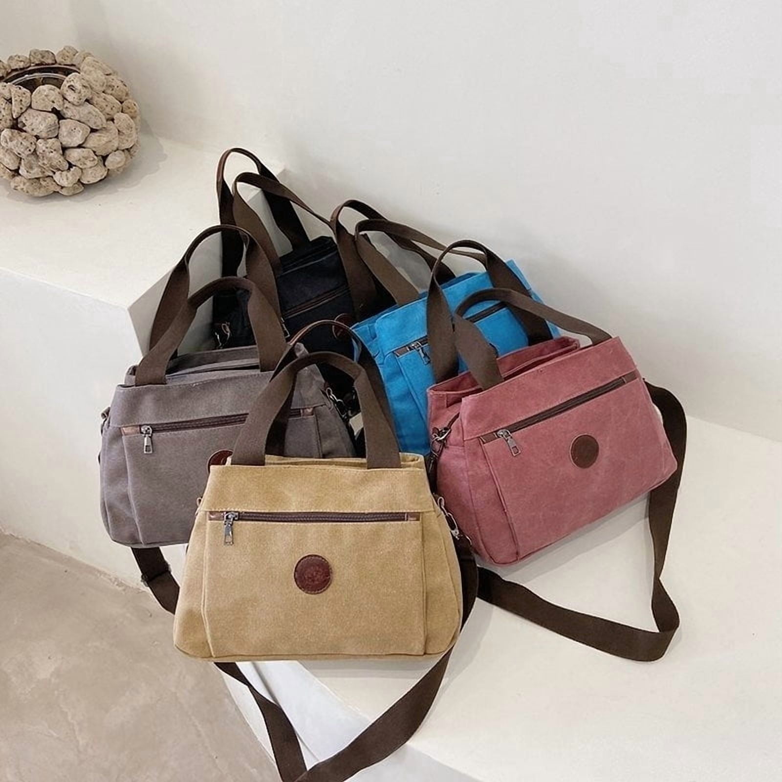 Omlopp Hobo Handbags Canvas Crossbody Bags for Women, Multi Compartment Tote Purse Medium Satchel-Burgundy - Medium