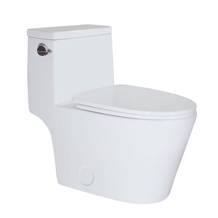 WinZo WZ5028S Modern Elongated One Piece Toilet Modern Single Side Flush 1.28 GPF Standard Height  White