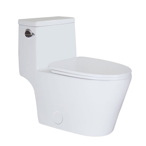 WinZo WZ5028S Modern Elongated One Piece Toilet Modern Single Side Flush 1.28 GPF Standard Height  White
