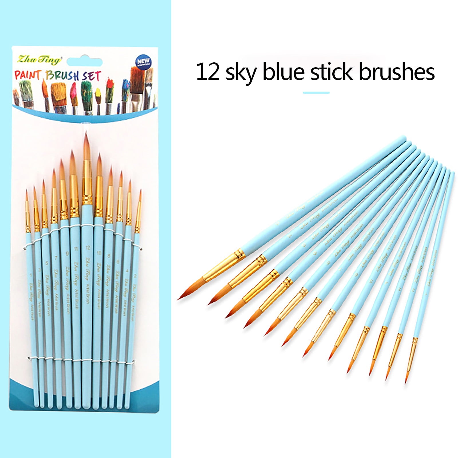 Paint Brushes Set, 12 Pcs Paint Brushes for Acrylic Painting, Oil Watercolor Acrylic Paint Brush, Artist Paintbrushes for Canvas, Kids Adult Drawing Arts Crafts Supplies