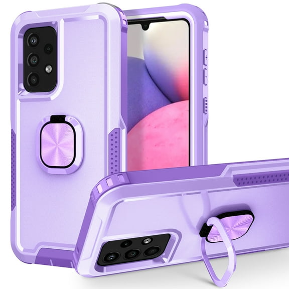 Nalacover For Samsung Galaxy A14 5G Slim Case,Luxury Hybrid Hard PC and TPU Rugged Bumper 3-In-1 Rotatable Magnetic Ring Kickstand Four Corner Guard Shockproof Anti-Scratch Back Phone Cover.Purple