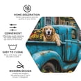 thumbnail image 3 of Honeii Vintage Pickup Sunflower Dog print Leather Coaster Set of 4, ideal for safeguarding your furniture from drinks spills and effortless cleanup-Hexagon, 3 of 6