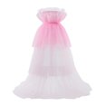 thumbnail image 4 of Hirigin Femmes hors Épaule Maille Robe en Tulle Sexy Bustier Couleur Unie Étagé Robe de Cocktail Robe de Bal Robe de Bal, 4 of 7