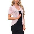 thumbnail image 4 of INSPIRE CHIC Shrugs for Women 2026 Summer Lightweight Short Sleeve Sheer Bolero Shrug Top Crochet Open Front Cardigan XS Light Pink, 4 of 6